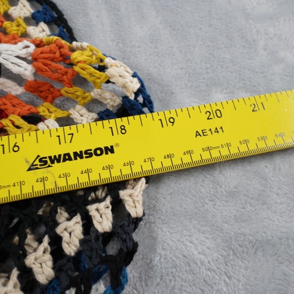 Crochet Granny Square Boho Tank Top Womens M Long Fringe Festival Hippie Indie - Picture 7 of 9